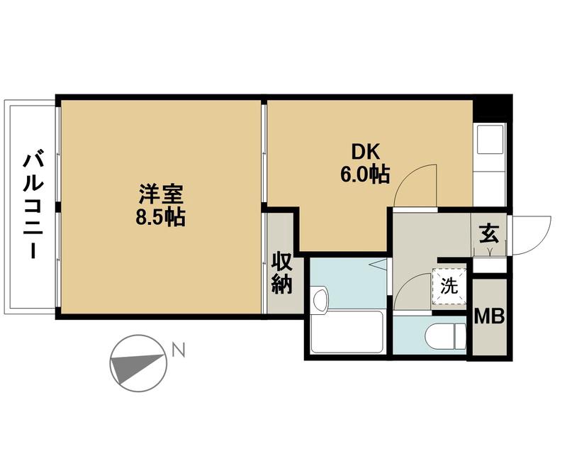 ホシノフラット目白台(1DK/1階)の間取り写真
