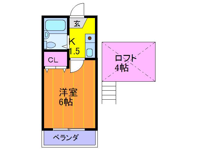 ベリオ四條畷(1K/2階)の間取り写真