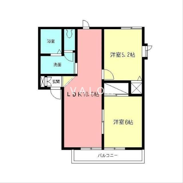 ライフタウン花水木C(2LDK/1階)の間取り写真