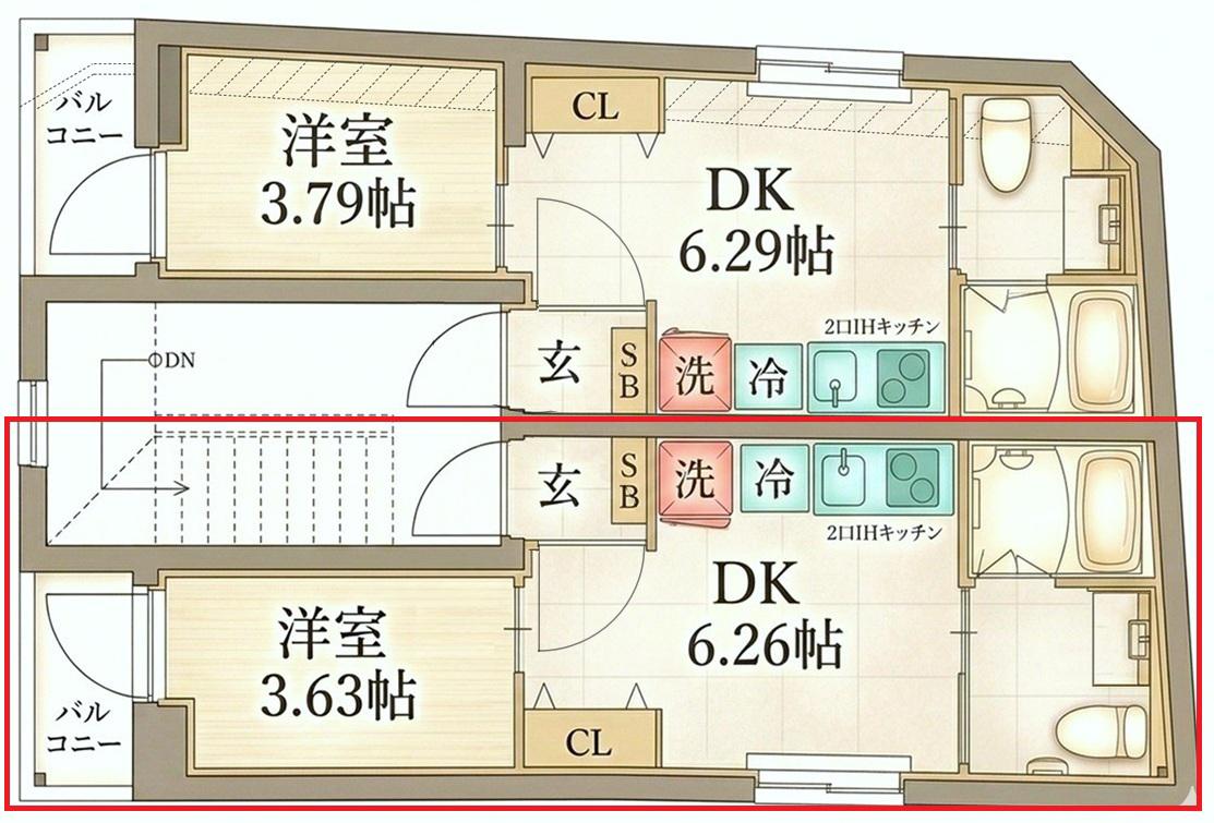 リアル北千住(1DK/1階)の間取り写真