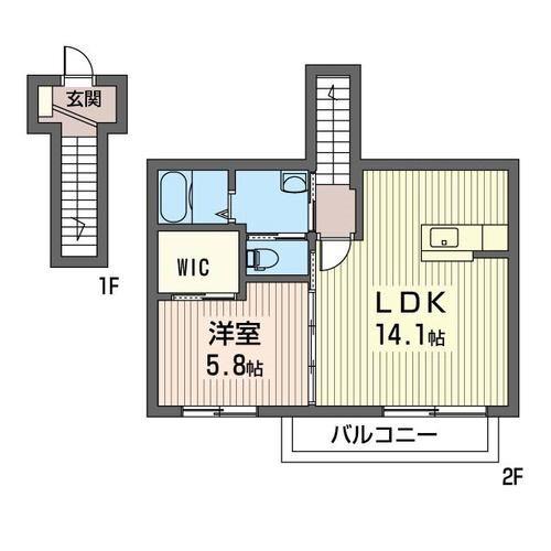 フォコマルシェ(1LDK/2階)の間取り写真
