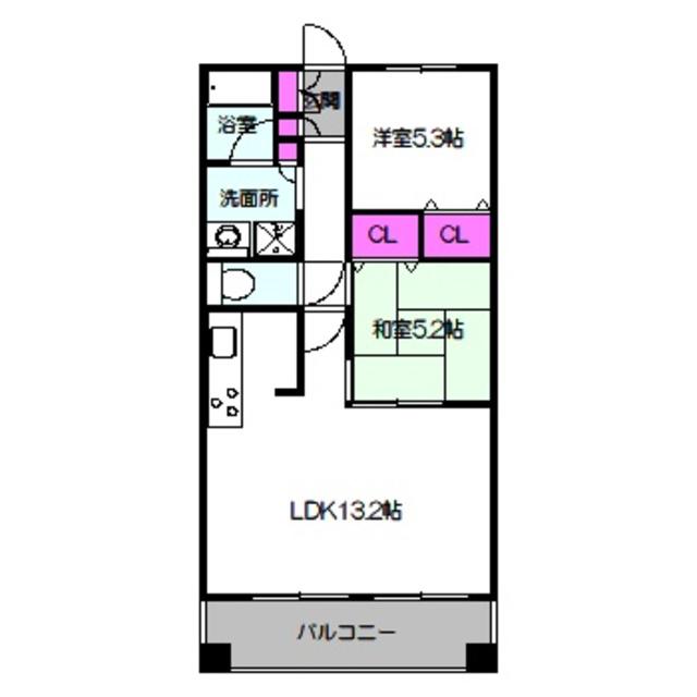 ヴィストゥール大阪城北(2LDK/11階)の間取り写真