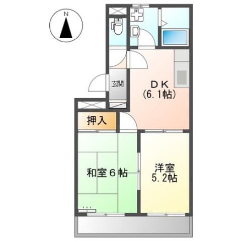 シャンクレール壱番館(2DK/1階)の間取り写真