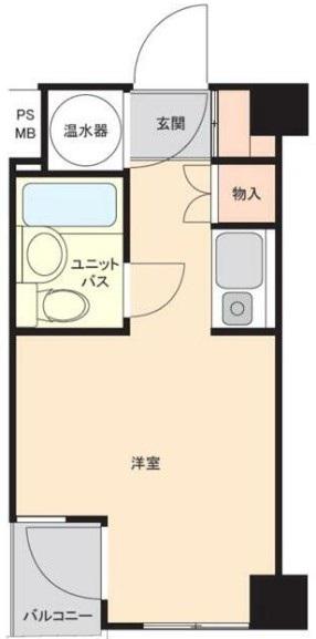 ハイベール三田(ワンルーム/3階)の間取り写真