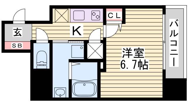 アドバンス神戸アルティス(1K/12階)の間取り写真