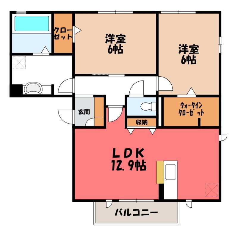 ソフィア F(2LDK/3階)の間取り写真