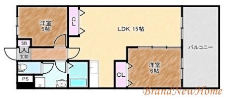 レジデンス蔵前(2LDK/1階)の間取り写真