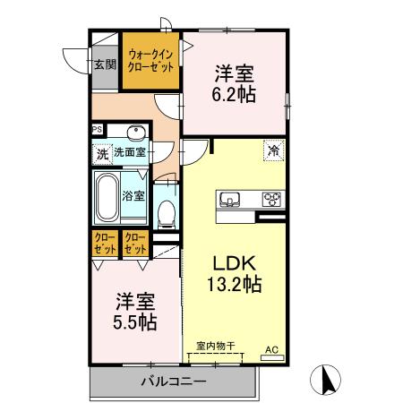 D-ROOM PLUS(2LDK/3階)の間取り写真