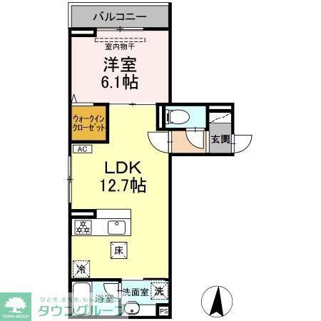 D PAINA 登戸III(1LDK/2階)の間取り写真