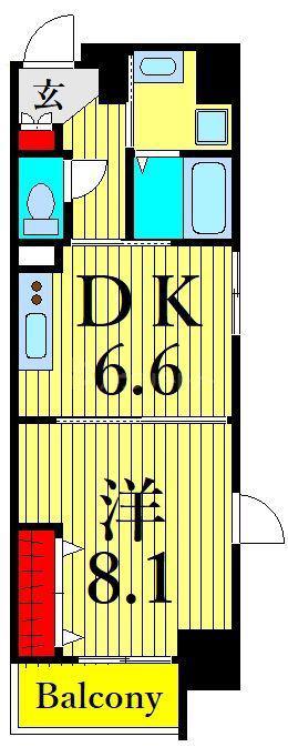 ラ・グラシューズ(1DK/2階)の間取り写真