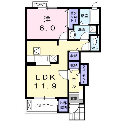 サンリットS・II(1LDK/1階)の間取り写真