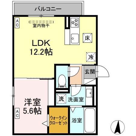 DーHILLS 天王(1LDK/1階)の間取り写真