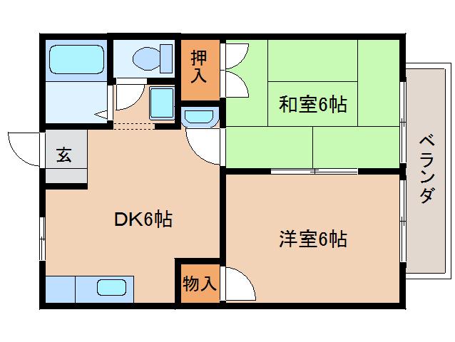 ヴィラージュ島田(2DK/1階)の間取り写真