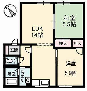 メゾンユナイツ A棟(2LDK/2階)の間取り写真