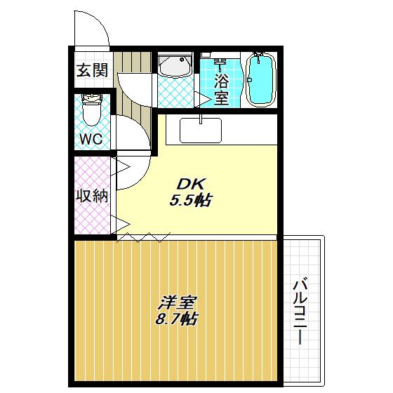 清州マンション(1DK/3階)の間取り写真