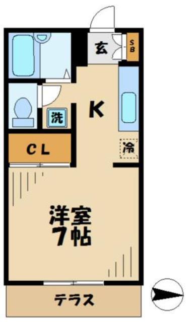 ペルレII(1K/1階)の間取り写真