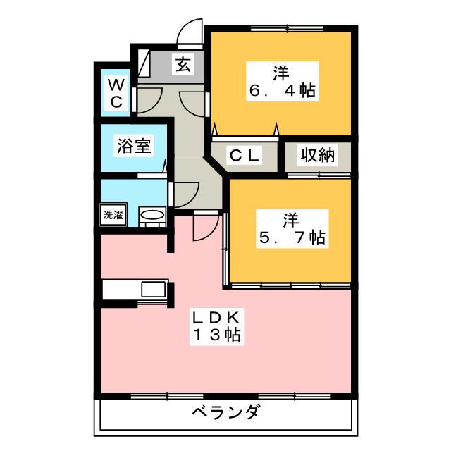 BROAD RIFFLE(2LDK/3階)の間取り写真