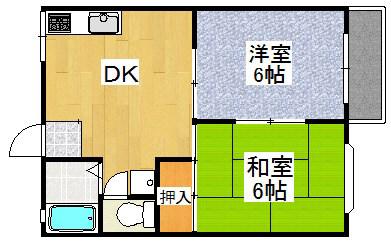 グリーンパーク根岸A棟(2DK/2階)の間取り写真