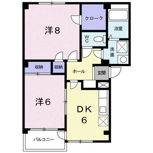 リバ-サイド・ヴィラC(2DK/2階)の間取り写真