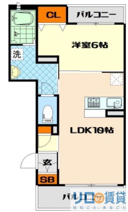 インフィニティ北川口(1LDK/3階)の間取り写真