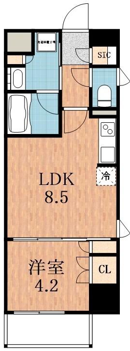 シティカレント天王寺ブロード(1LDK/2階)の間取り写真