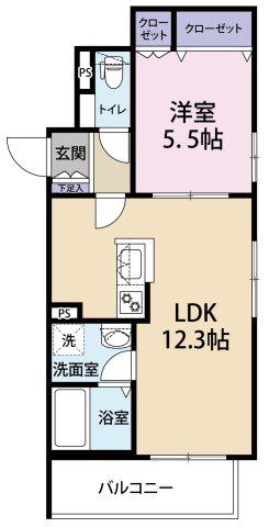 シェモア祐天寺(1LDK/2階)の間取り写真