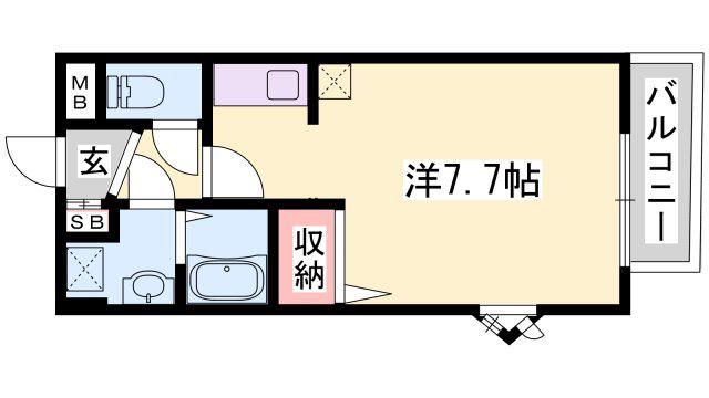 アトランティックコート弐番館(1K/2階)の間取り写真