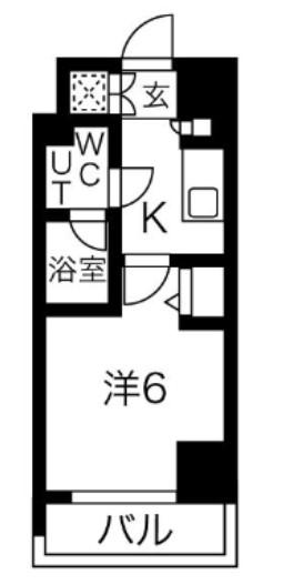 スパシエロッサ横浜吉野町(1K/4階)の間取り写真