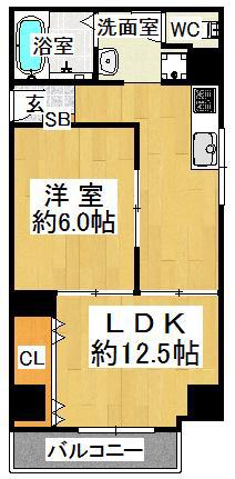 グランデ石屋川I(1LDK/2階)の間取り写真