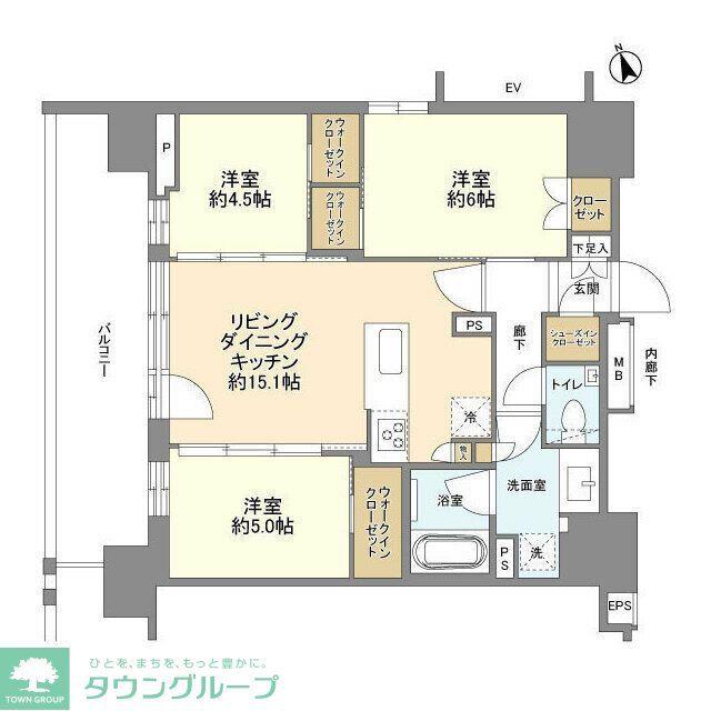 ルフォン上野公園ザ・レジデンス(3LDK/12階)の間取り写真