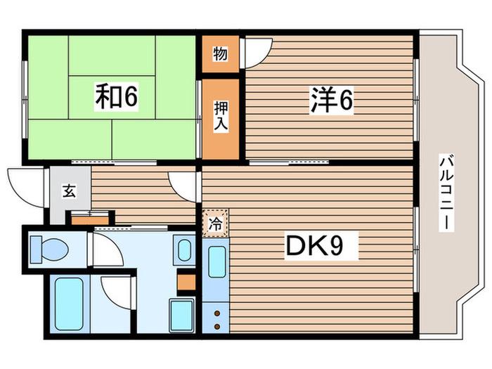 ヴィラオアシス(2DK/1階)の間取り写真