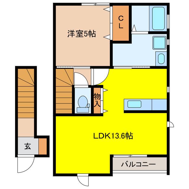 ファインテラス(1LDK/2階)の間取り写真