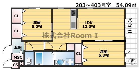 BRAWNY福島・旭化成ヘーベルメゾンHEBEL HAUS(2LDK/2階)の間取り写真
