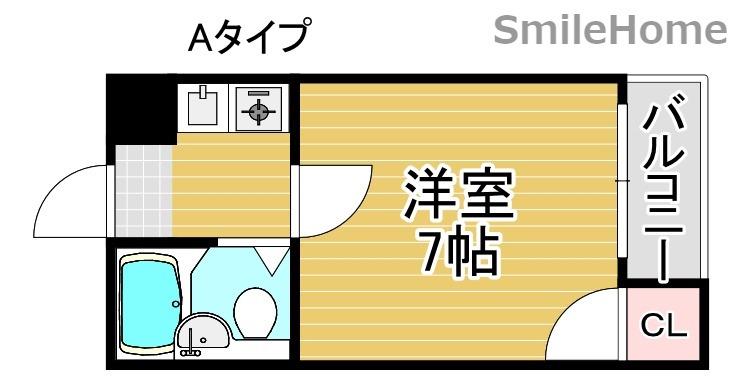 コスモレジデンス墨江(1K/6階)の間取り写真
