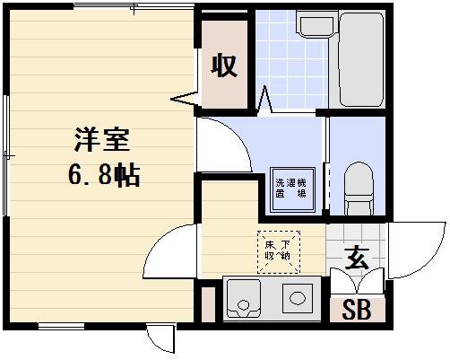 シャンティU西新井(1K/1階)の間取り写真