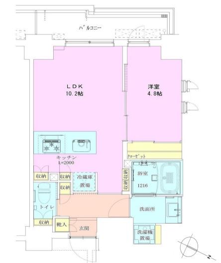 恵比寿レジデンス弐番館(1LDK/5階)の間取り写真