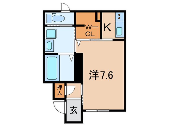 プランドール豊町(1K/1階)の間取り写真