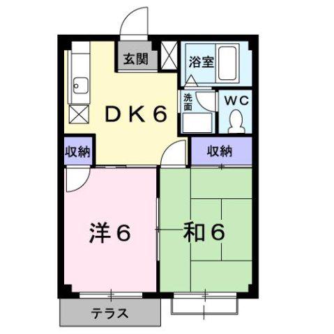 エルデム西山荘(2DK/1階)の間取り写真