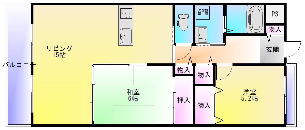 フローラ青山(2LDK/1階)の間取り写真