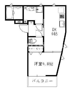 メゾンアマファソン(1LDK/3階)の間取り写真