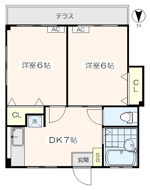 メゾンミタケ第2(2DK/1階)の間取り写真