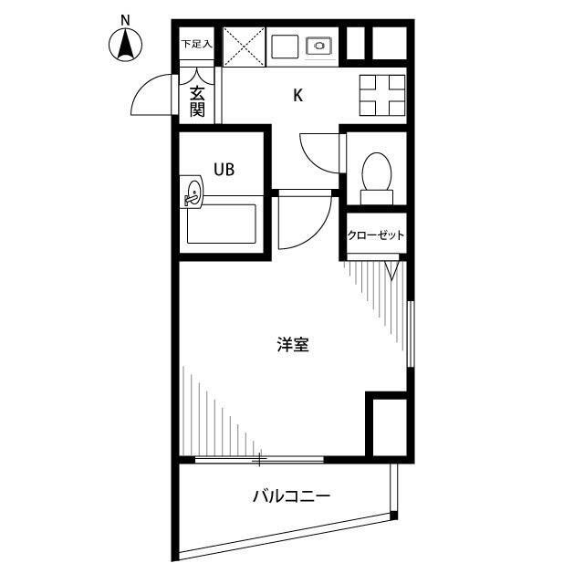 プレール麻布十番(1K/2階)の間取り写真
