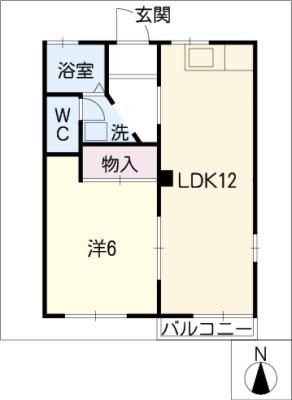 グリーンパーク(1LDK/1階)の間取り写真