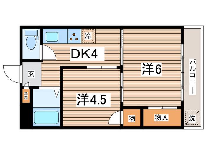 コーポオリオン(2DK/2階)の間取り写真