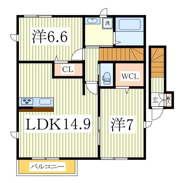 メディーナ(2LDK/1階)の間取り写真