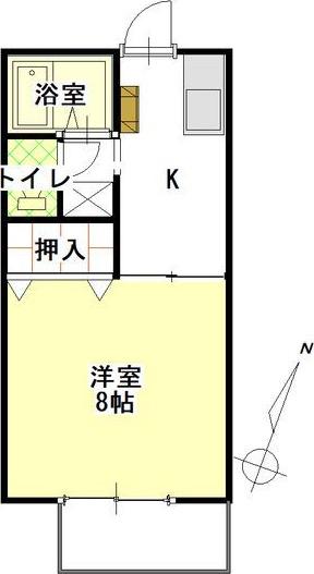 ベル花水木(1K/2階)の間取り写真