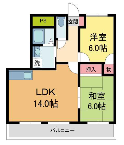 アルカサル愛希(2LDK/4階)の間取り写真
