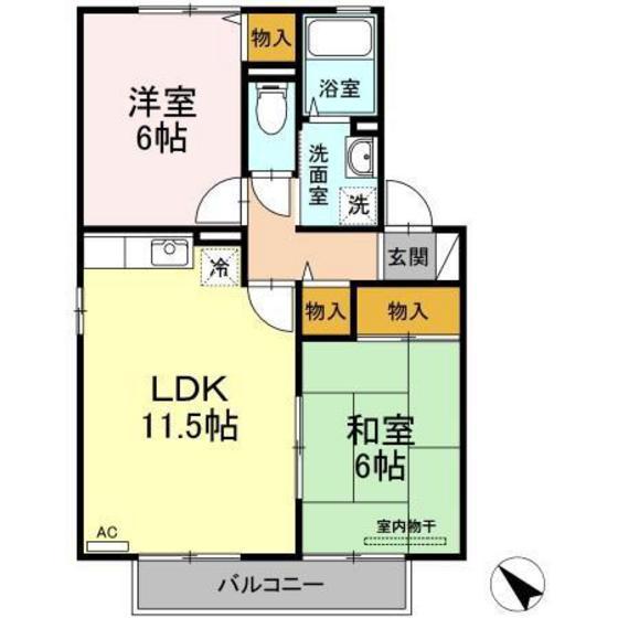ルミエール小林(2LDK/2階)の間取り写真