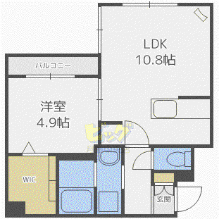 グランメール 月寒東C(1LDK/3階)の間取り写真