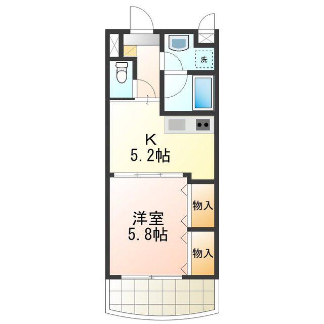 カーサ恵風(1DK/2階)の間取り写真